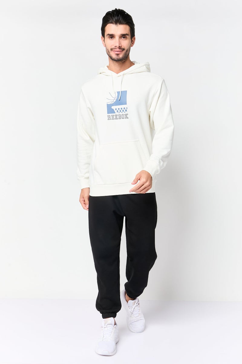 Reebok هودي رياضي للرجال بأكمام طويلة مناسب في الهواء الطلق، أبيض فاتح - Image 2